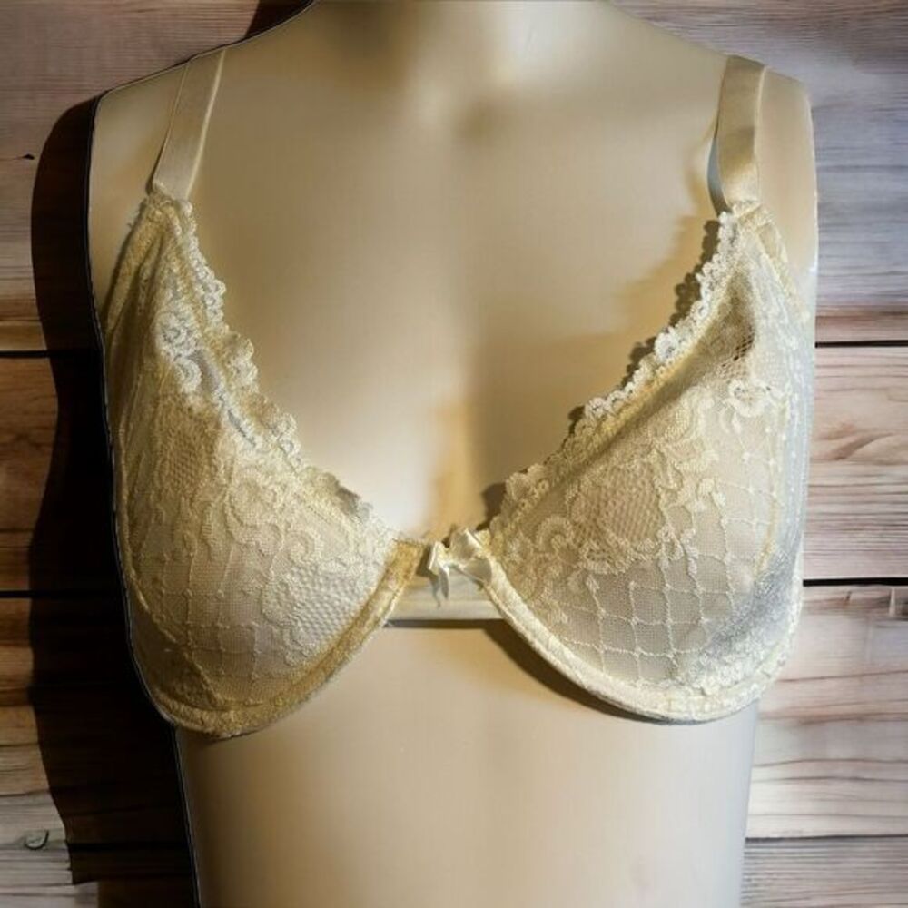 Jones New York Lace Underwire Bra Womens 36D Cream‎ Floral Intimates 325720